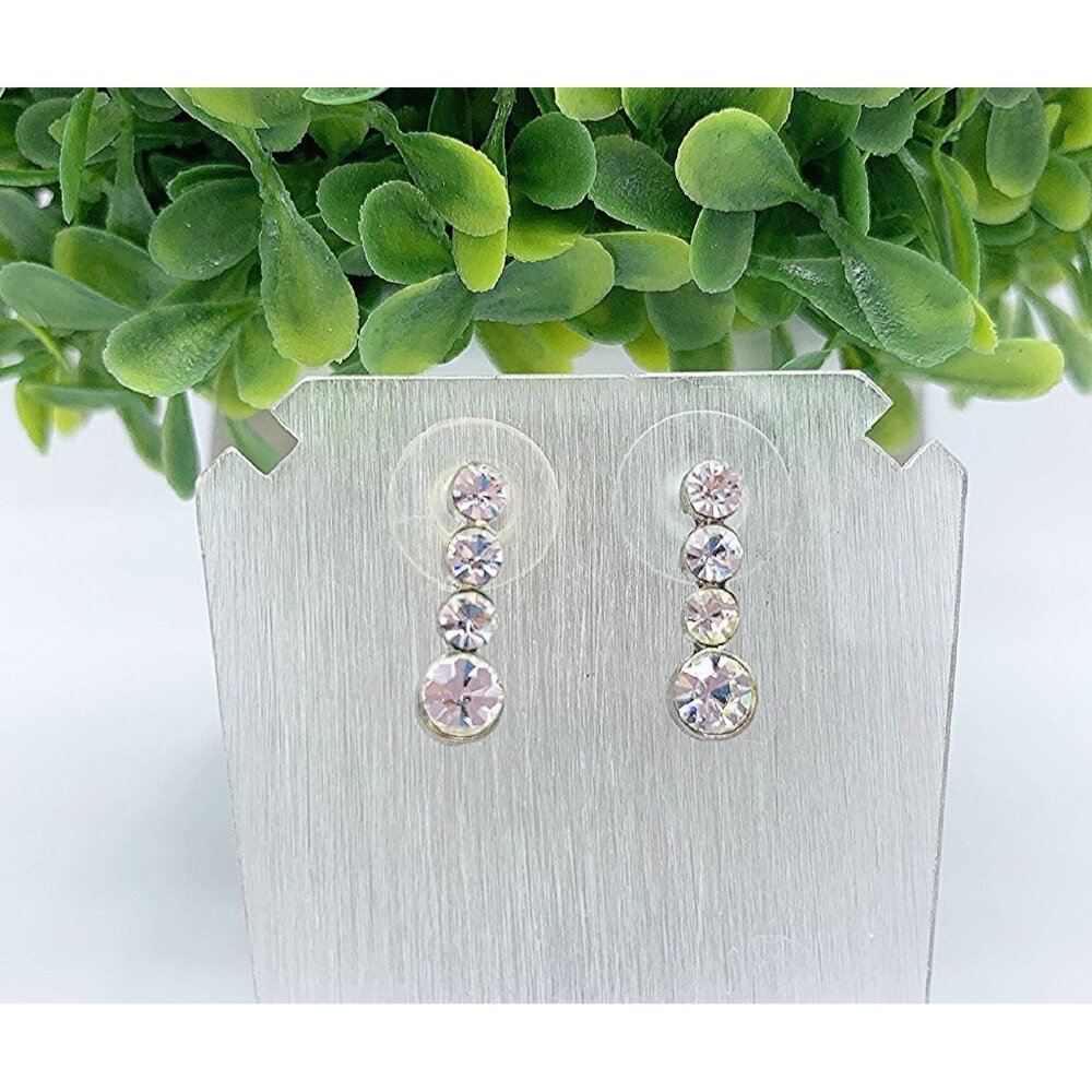 4 RHINESTONE SILVER DROP EARRINGS
